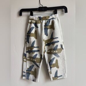 Zara Airplane Print Ribbed Jogger Pants 2T Neutral Playwear Scandi Outsoor